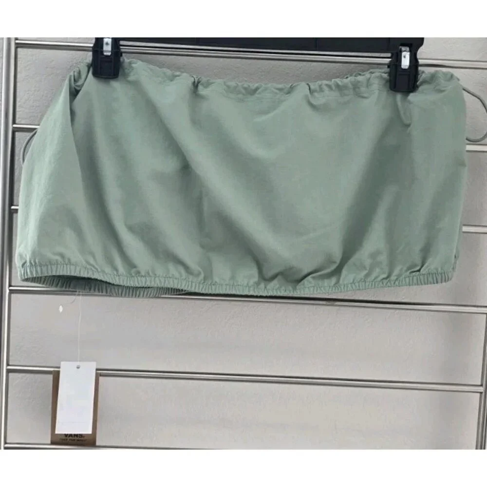 Vans Riley Parachute Bandeau Tube Top Green Nylon Strapless XXL NWT‎